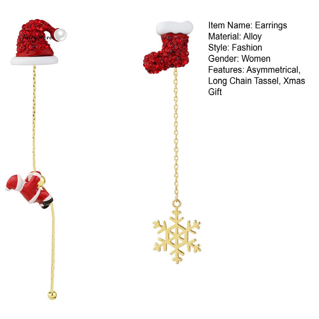 Fairystore| 1 Đôi Bông Tai Hình Ông Già Noel Và Chuông Không Đối Xứng