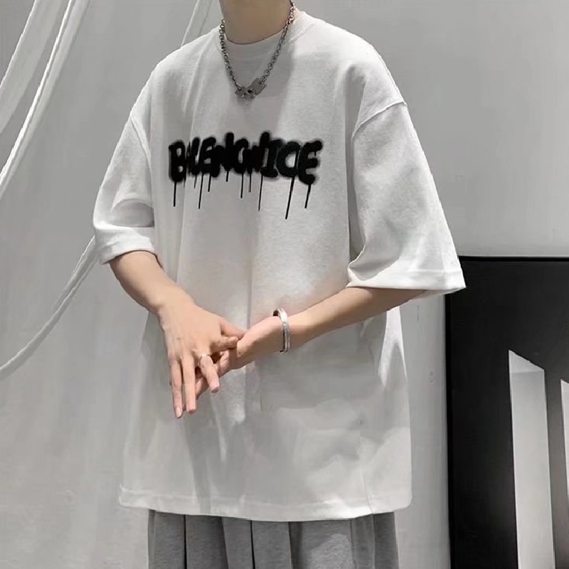 Áo Thun Mùa Hè Dáng Suông Cổ Tròn In Họa Tiết Chữ Phong Cách Hàn Quốc Thời Trang Cho Nam Và Nữ size M-8XL