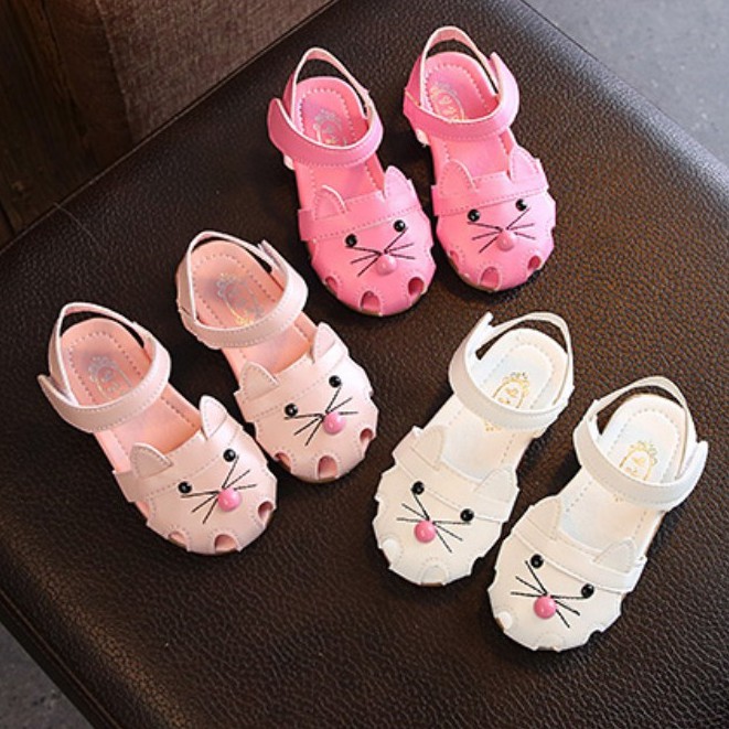 Giày sandal đế mềm da PU kiểu thiết kế hoạt hình đáng yêu cho bé gái 1 tới 3 tuổi