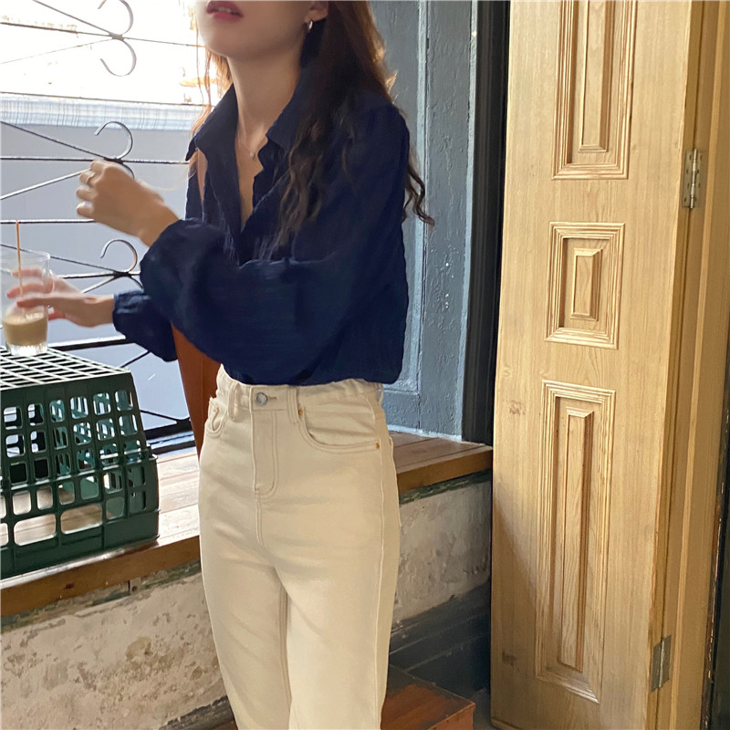 Áo Kiểu Nữ Tay Phồng Cổ Chữ V Màu Trơn 36158