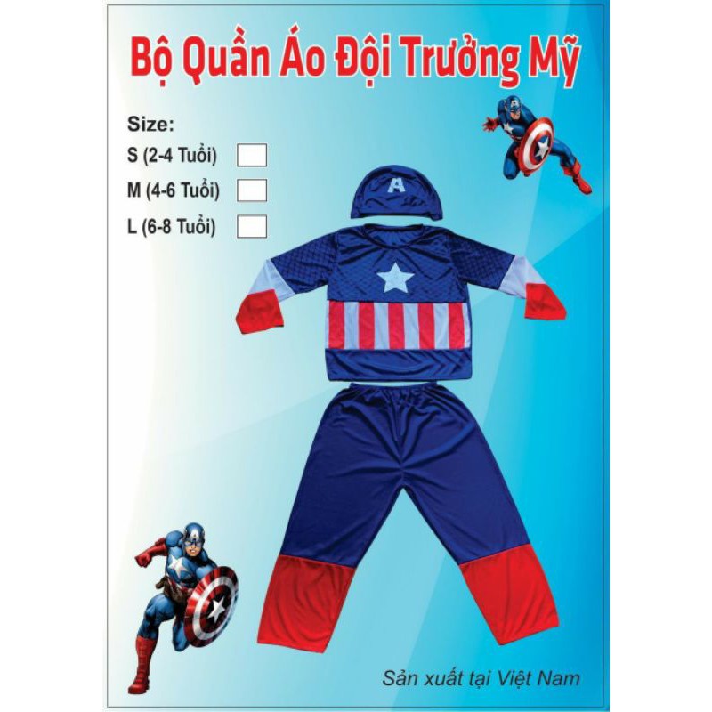 Bộ Quần Áo Người Nhện/Captain/Bộ Xương Hoá Trang Halloween Cho Bé