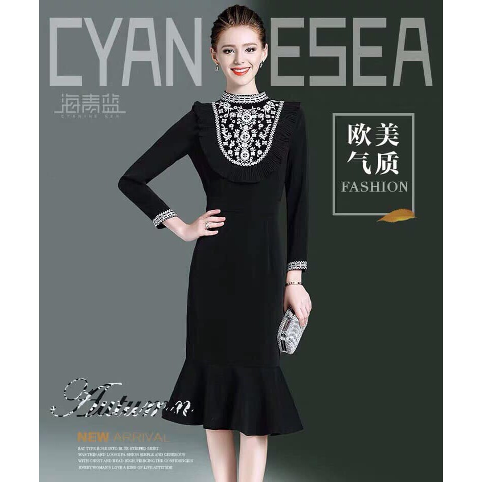 👗 ĐẦM ĐUÔI CÁ THÊU HOẠ TIẾT CAO CẤP MSP_DVGS_D300