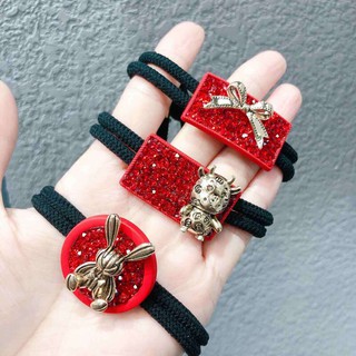 Cột tóc mặt đính đá đỏ-hàng siêu chất