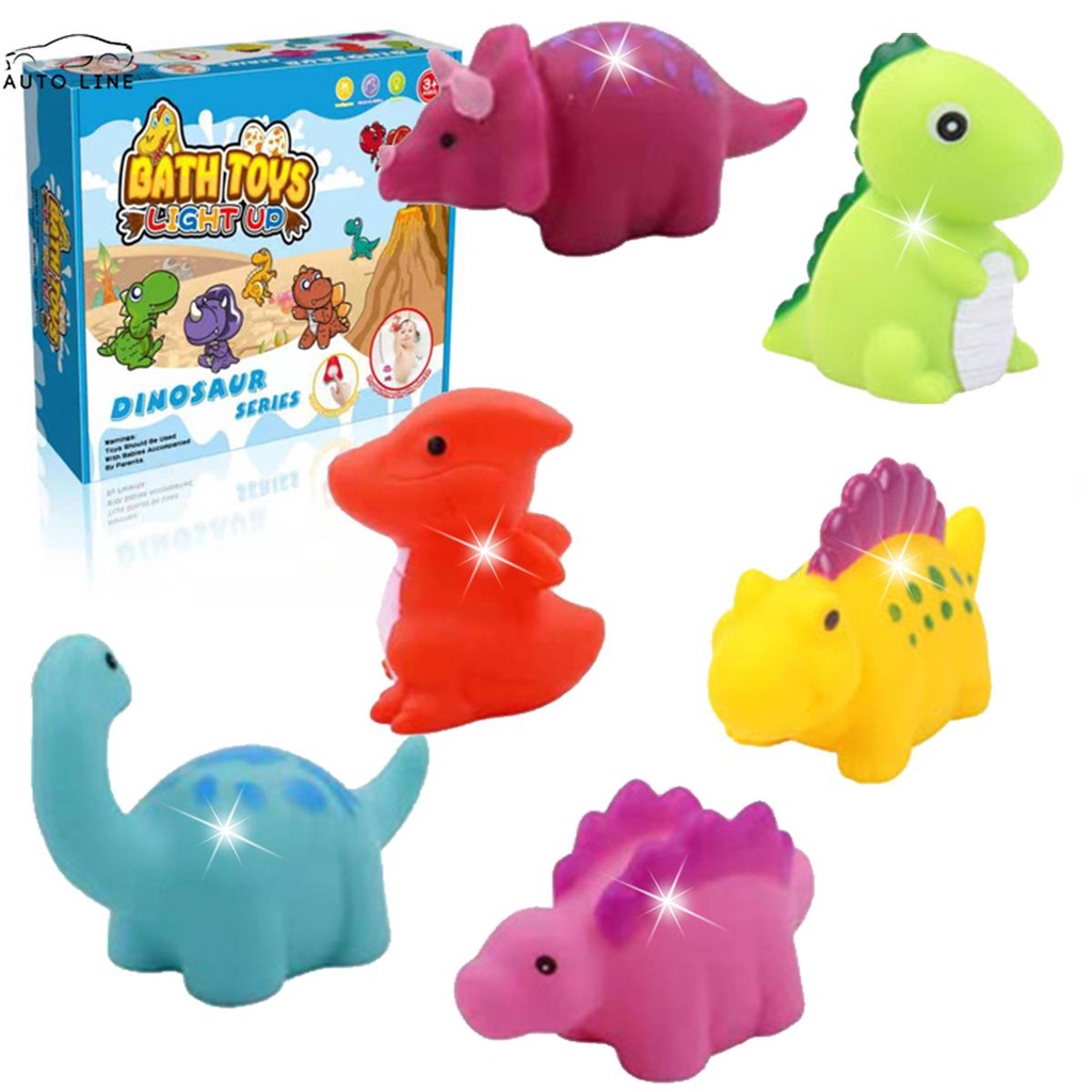 6 Pcs Dinosaur Bath Toys Light Up Floating Dinosaur Baby Bath Toys Set 2 Flashing Mode for ToddlersSHOPCYC3649