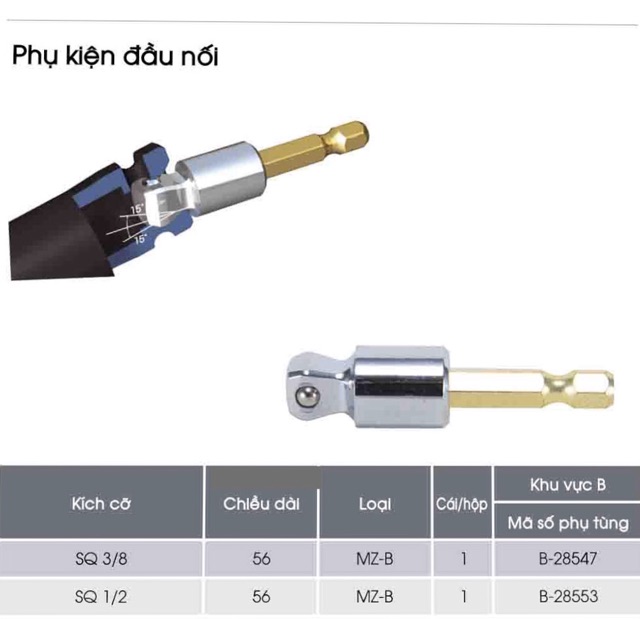 B-28547 Đầu chuyển 1/4 sang 3/8 nghiên 15 độ Makita