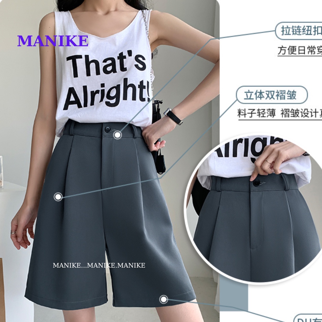 Quần Short Nữ Bigsize Manike,Quần Đùi Ống Rộng Lưng Cao Chun Sau Big_Size 75kg
