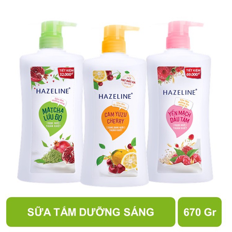 Sữa Tắm Dưỡng Sáng Da Hazeline Yến Mạch &amp; Dâu Tằm 670g