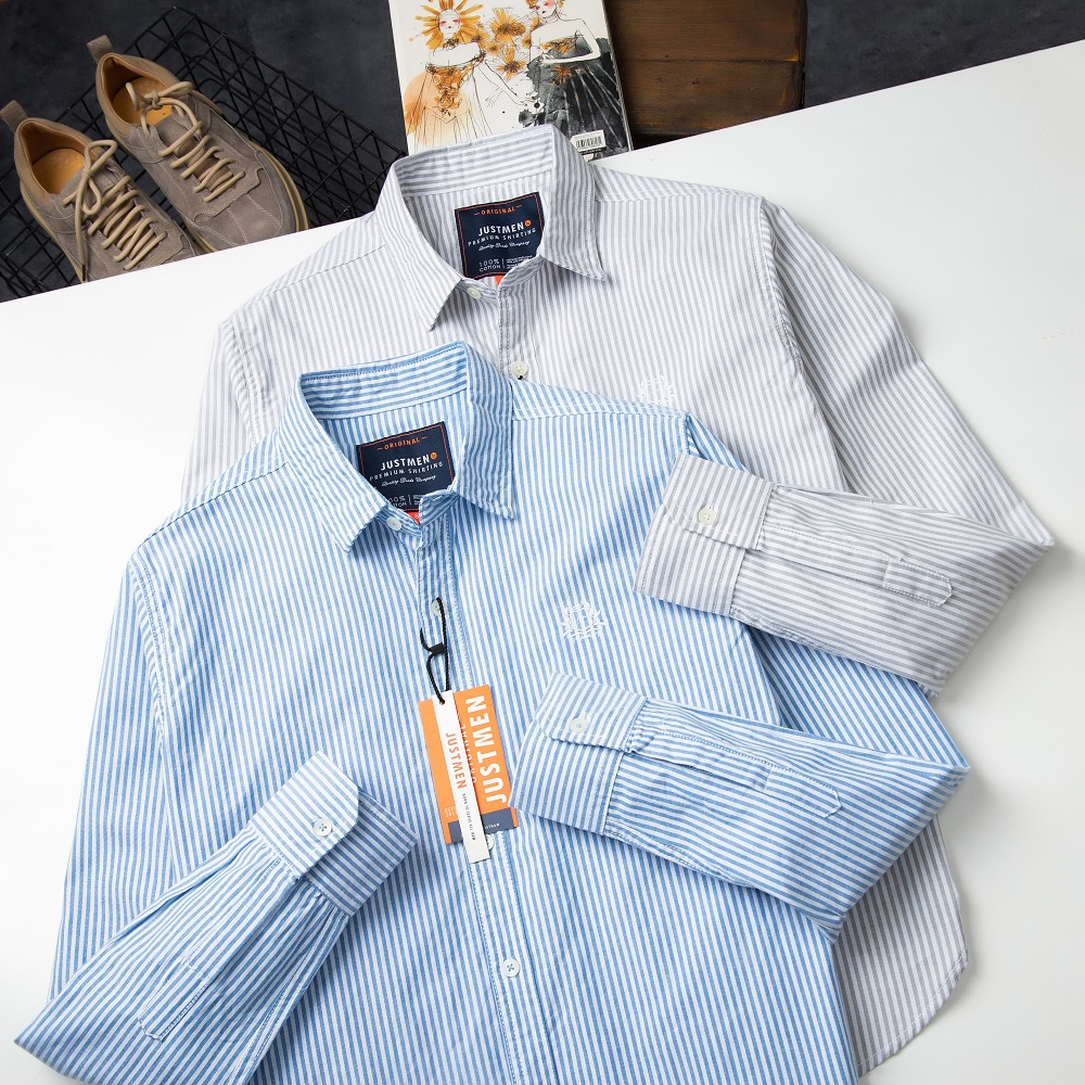 [Mã BMLTA50 giảm đến 50K đơn 99K] Áo Sơ Mi Tay Dài Sọc Trẻ Trung Just Men
