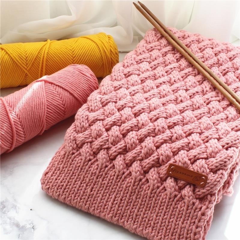 Gói nguyên liệu đan khăn vặn thừng kit đan móc