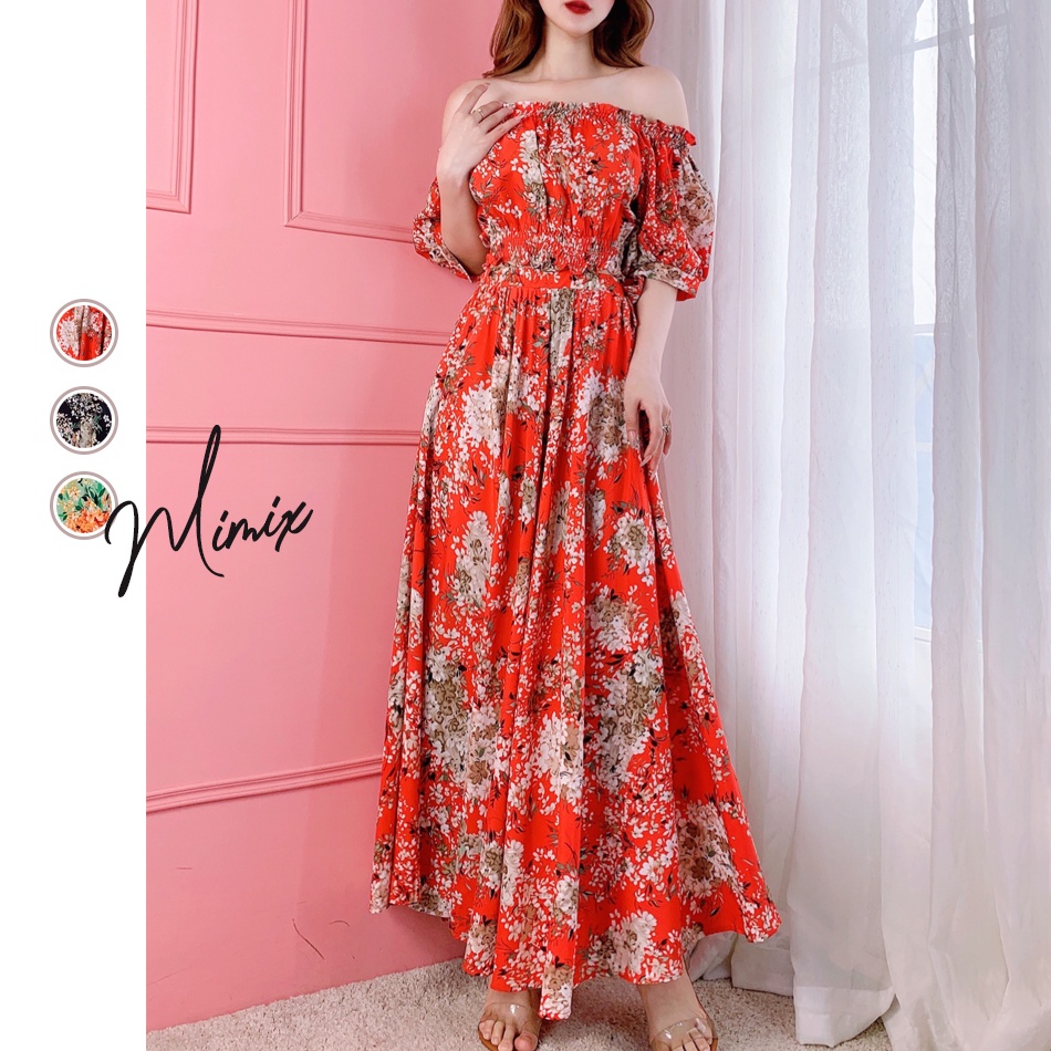 Set bộ rời áo trễ vai kèm chân váy hoa MIMIX BD6210