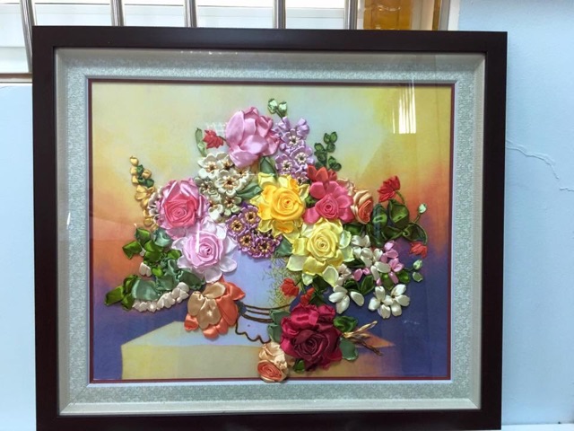 Tranh thêu ruy băng 60x50cm