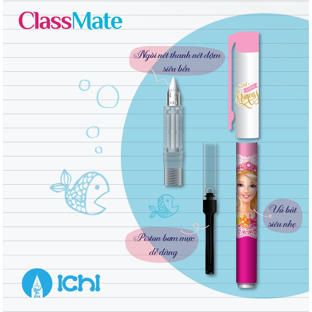 Bút máy luyện chữ đẹp Nhật ICHI – Classmate - ngộ nghĩng/ siêu nhân/công chúa - ngòi mài/ nét thanh đậm -Diệp Lạc