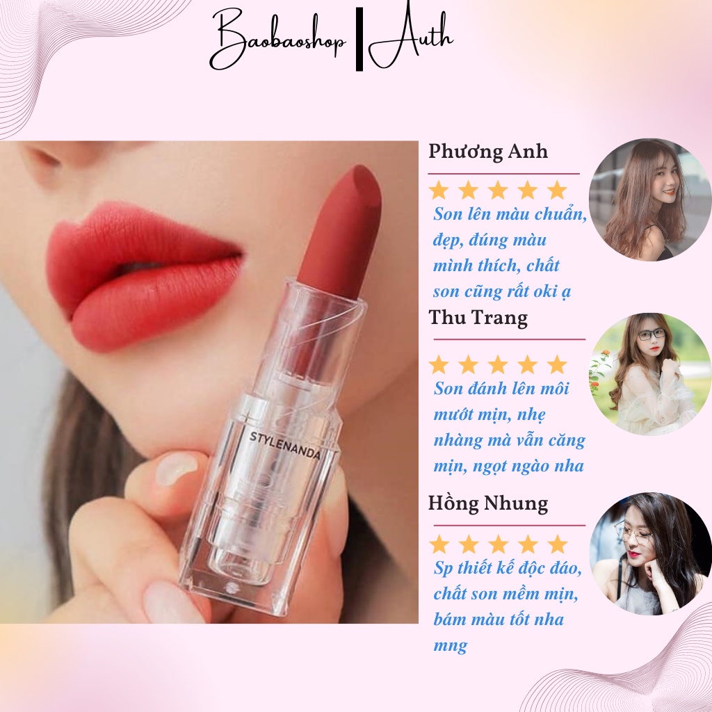 Son Lì vỏ Trong Suốt 3CE Soft Matte Lipstick đủ màu date 2025 siêu dài cho đôi môi tươi trẻ quyến rũ