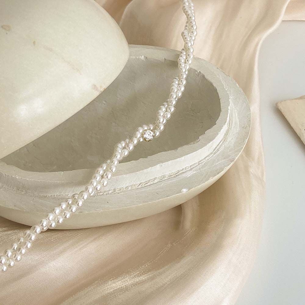 Vòng Cổ Choker Hai Lớp Phong Cách Hàn Quốc Thanh Lịch Ngọt Ngào Dành Cho Nữ