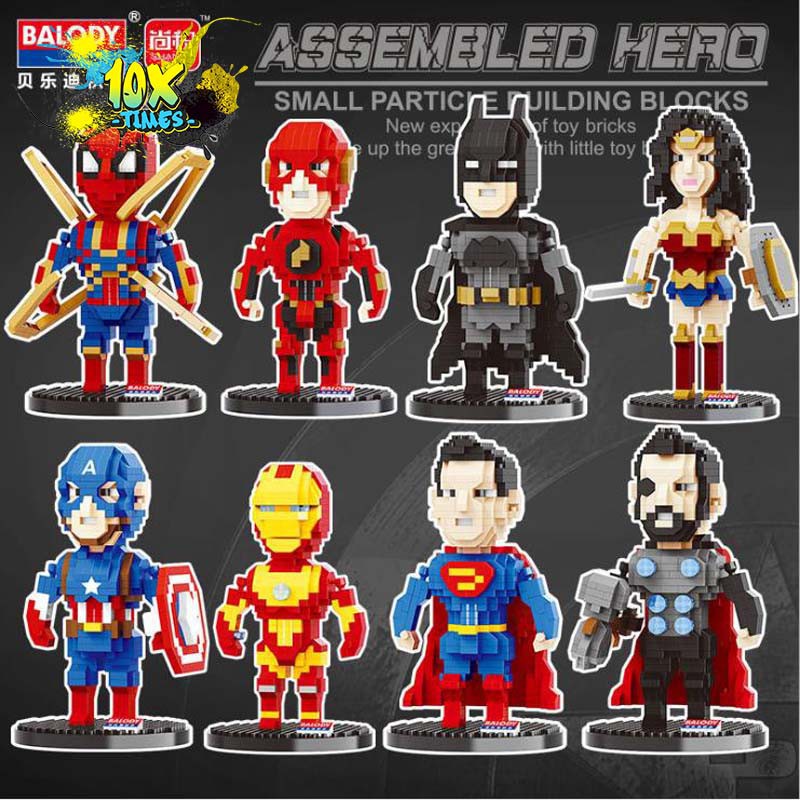 (size 15Cm) Lego 3D siêu anh hùng siêu nhân marvel có khớp tay người nhện, ironman, superman,quà tặng bạn trai, đồ decor