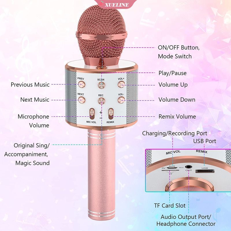 Micro Karaoke Bluetooth Không Dây Có Đèn LED Điều Khiển, Máy Hát Karaoke Di Động, Quà Tặng Sinh Nhật, Du Lịch Tiệc Tùng, Thích Hợp Cho For iPhone Android, PC-LIXUE
