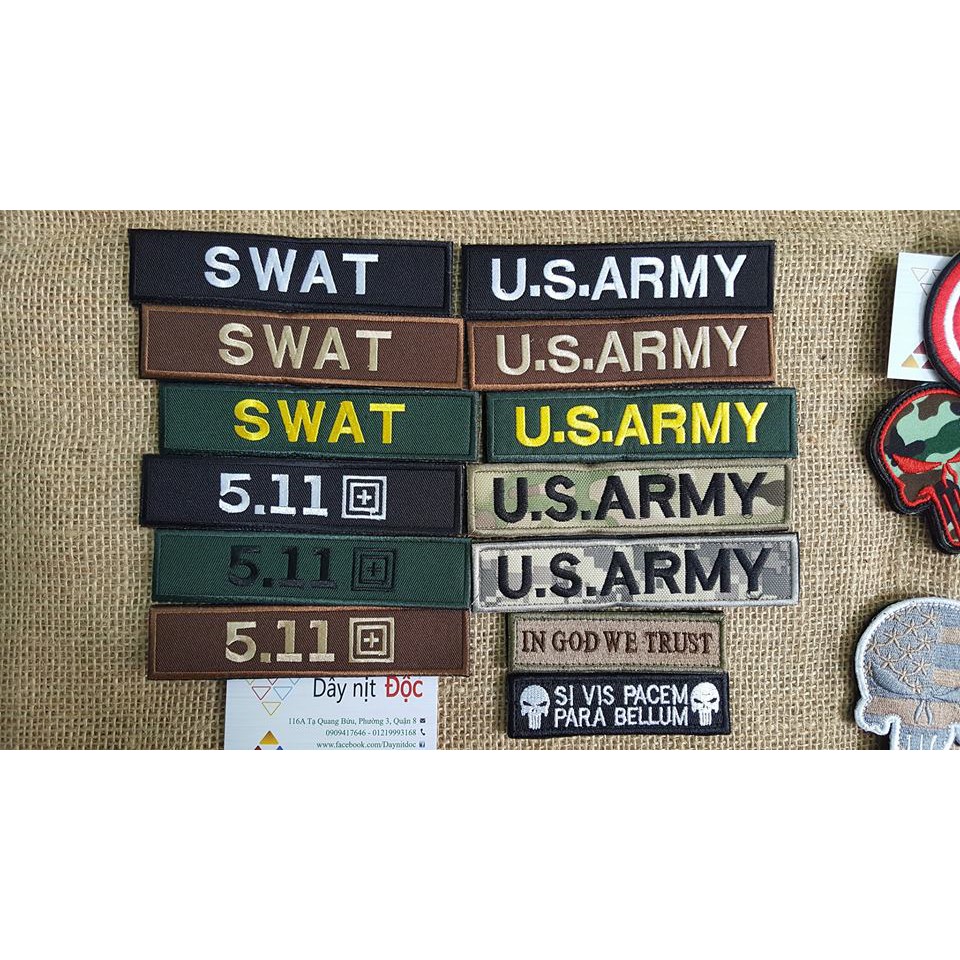 Miếng patch dán logo vải thêu US army Swat 511  trang trí balo 511, balo quần áo nón có mặt bông hoặc may vào