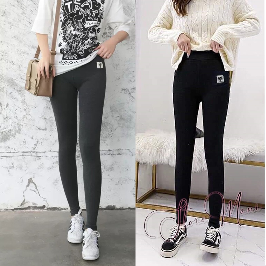 Quần nỉ mèo lót lông dáng quần legging nữ lót lông mèo cạp cao gen bụng màu đen ghi dày dặn mặc thu đông cực ấm