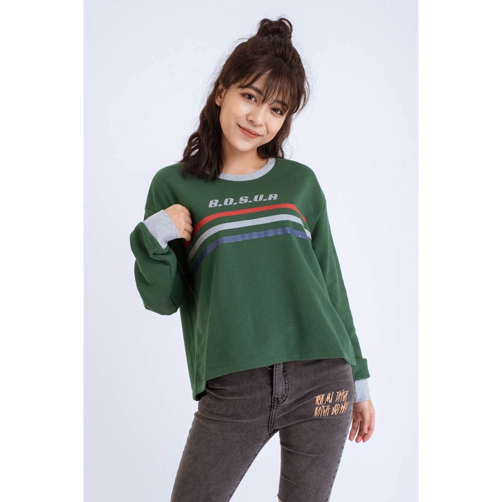 Áo Thun Dài Tay Nữ BOO Dáng Croptop In Graphic B.O.S.U.A