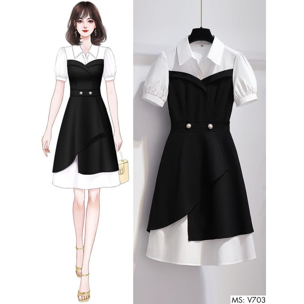 Váy Công Sở Chữ A Nữ ALICE Thiết Kế Cổ Sơ Mi Chân Váy Vạt Chéo Sang Đính Ngọc Thanh Lịch V703 | BigBuy360 - bigbuy360.vn