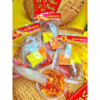 Bánh tráng trứng muối, btrang phơi sương chấm sốt trứng muối béo ngậy