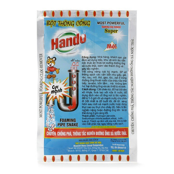 Bộ 4 gói bột thông cống nội địa Hando 100g