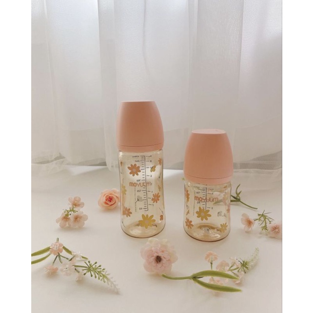 Bình sữa Moyuum hoa cúc, Moyuum hồng, Moyuum Daisy 170ml 270ml tùy chọn size núm