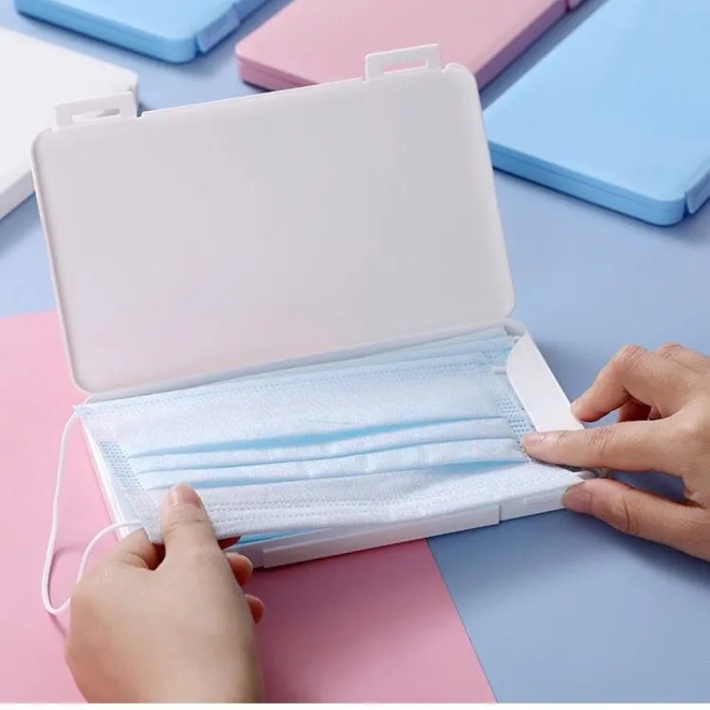 Hộp Đựng Khẩu Trang Bằng Nhựa Thiết Kế Hai Khóa Cài Chống Bụi Tạm Thời Phong Cách Nhật Bản
