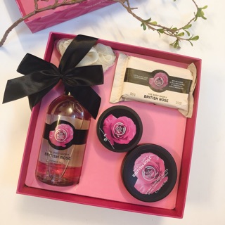 Bộ sản phẩm Giftset The body shop Moringa, British rose, Fuji green tea (5 món)