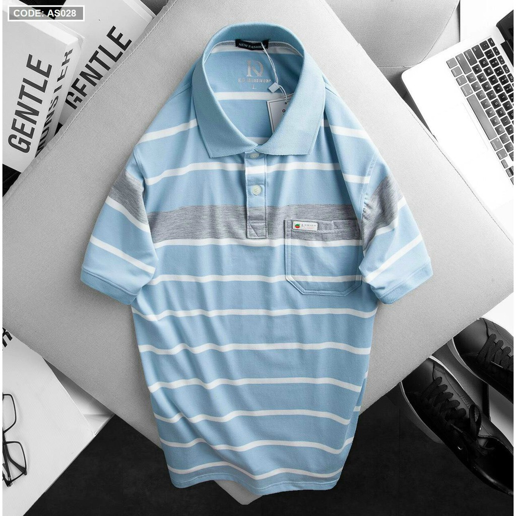 Áo Polo nam cổ bẻ phối có túi trung niên vải cá sấu Cotton xuất xịn,chuẩn form,sang trọng-lịch lãm -POLO NAM