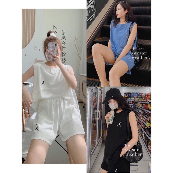 [Ảnh thật/Video/Sẵn]Set TANKTOP thêu logo ngươi chất cotton siêu đẹp