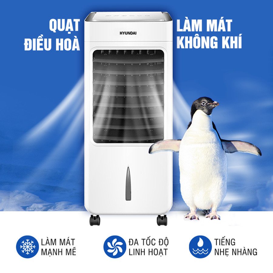 Quạt điều hòa hơi nước điều khiển từ xa HYUNDAI- BL205DLR, công suất 80W, hàng chính hãng - TẶNG 2 CHAI ĐÁ KHÔ