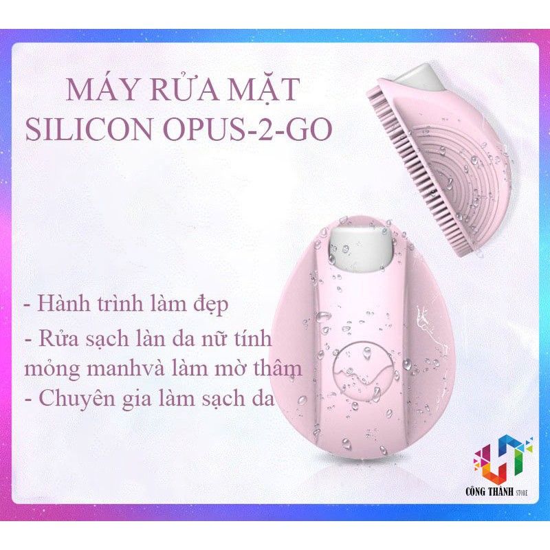 MÁY RỬA MẶT SILICON MINI CẦM TAY CHẠY PIN  OPUS-2 GO- MÁT DỊU LÀN DA