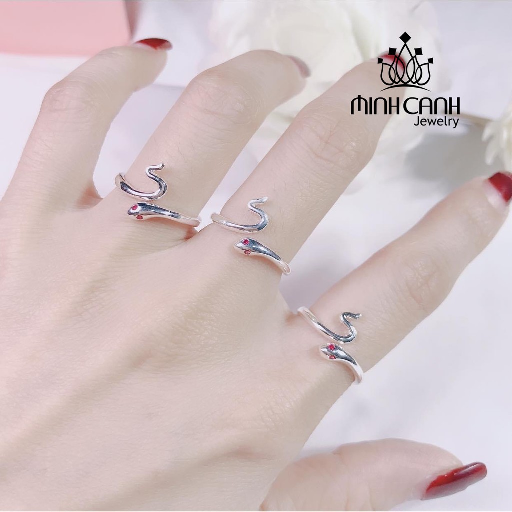 Nhẫn Bạc Hình Con Rắn Trơn Không Đính Đá Bạc Ý S925 - Minh Canh Jewelry