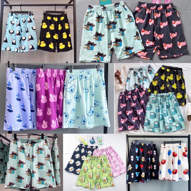 Quần Đùi Cartoon nam nữ TUEANHSHOP Quần Short Thú Hoạt Hình Unisex Freesize 38-70kg | BigBuy360 - bigbuy360.vn