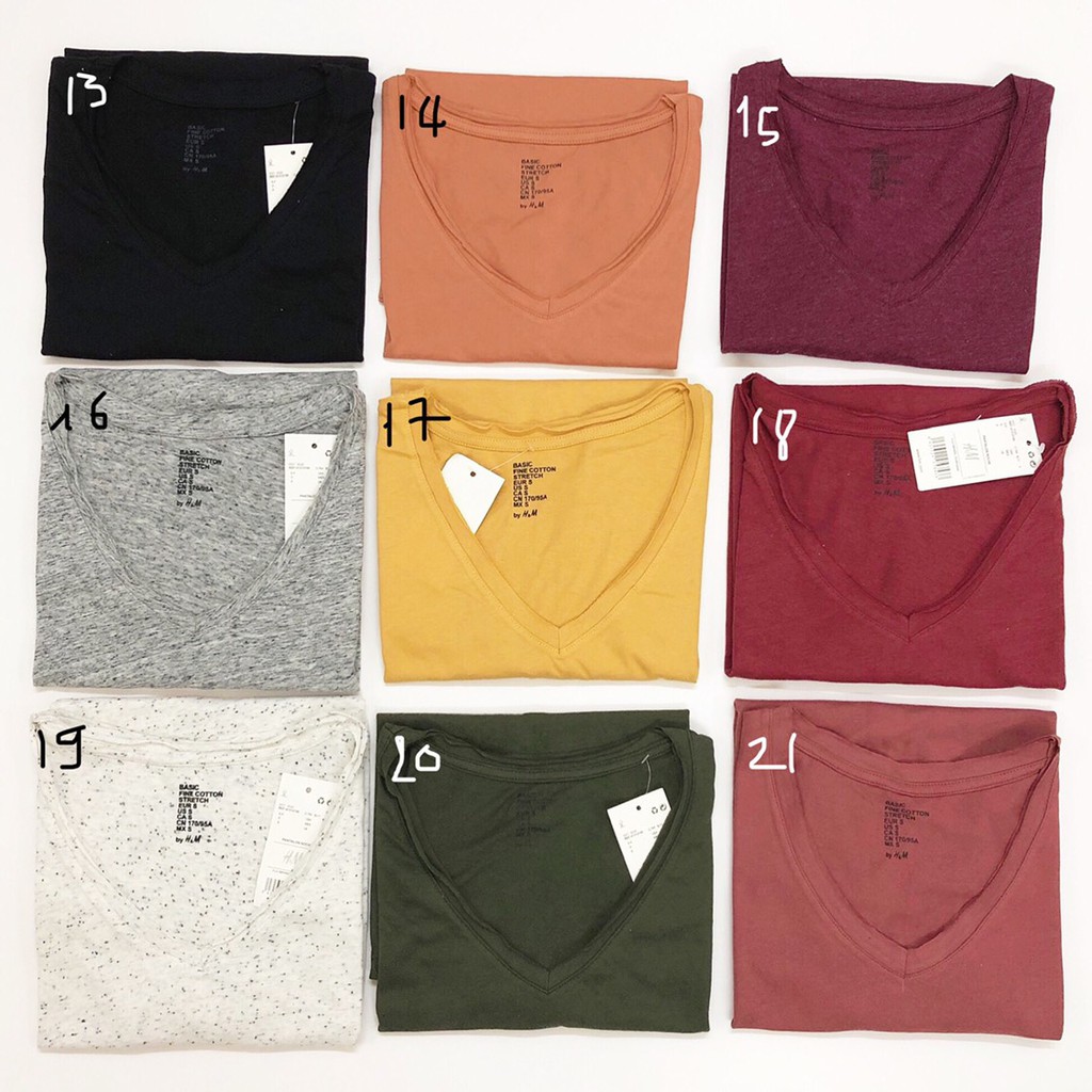 Áo thun HM cổ tim | Hàng VNXK | Basic HM V-neck T-Shirt