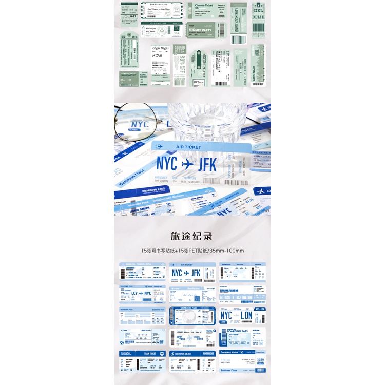 Set 30 Sticker PET Dán Trang Trí Sổ Tay DIY Phong Cách Ins Hàn Quốc