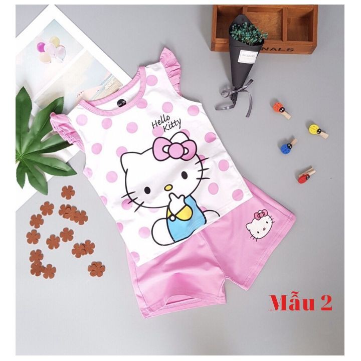 Đồ bộ bé gái từ 9-24kg - mèo - elsa dễ thương - Thun cotton thấm hút mồ hôi - Tomchuakids