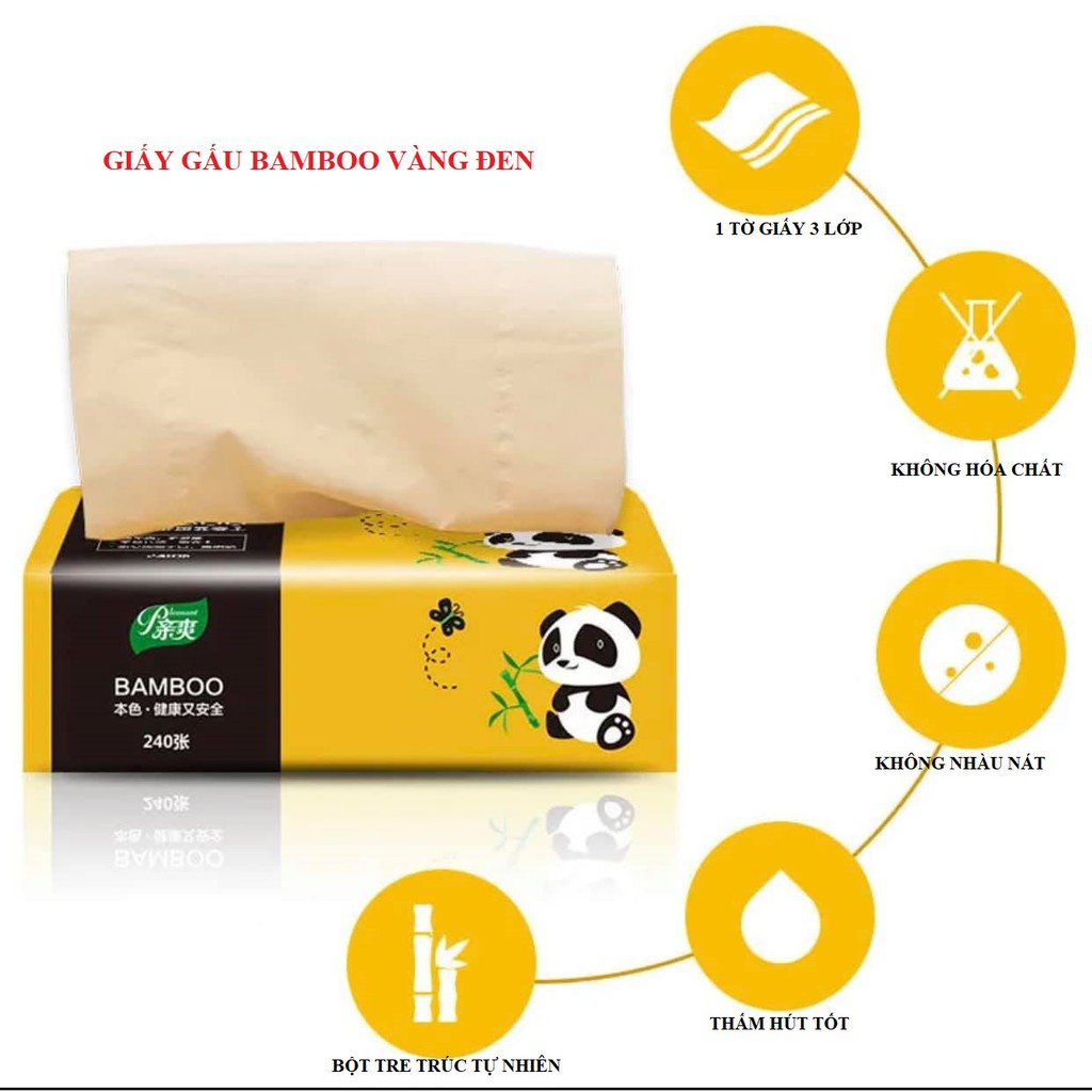 [THÙNG] GIẤY ĂN ĐA NĂNG GẤU TRÚC BAMBOO BỘT TRÚC TỰ NHIÊN