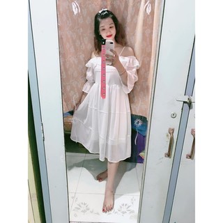 Váy 2 dây trễ vai nhiều tầng