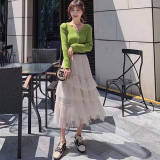 Chân Váy Dáng Dài Nhiều Tầng Chéo Cực Chất