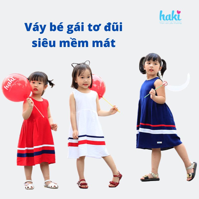 Váy bé gái tơ đũi mềm nhẹ mát HAKI HK517 (đủ size từ 1-8y) cho bé gái từ 10-28kg