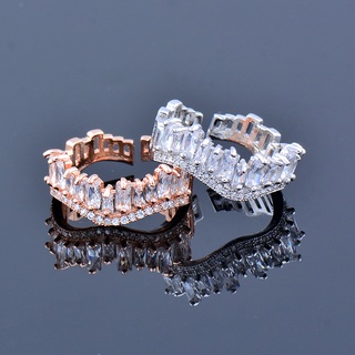 Nhẫn Sinleery JZ122 đính đá zircon màu vàng hồng/ bạc phong cách Hàn Quốc thời trang cho nữ