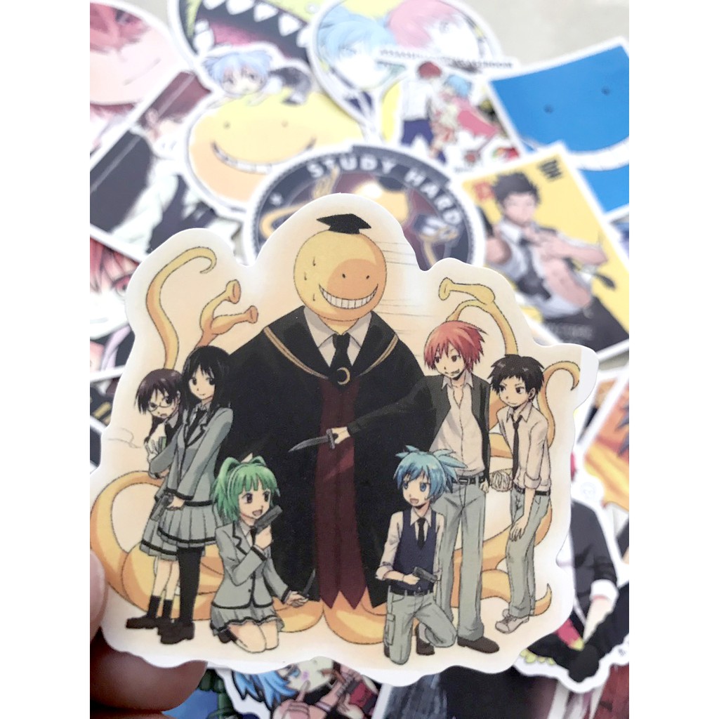 Miếng dán Sticker anime Ansatsu Kyoushitsu (Lớp học ám sát) trọn bộ 50 hình - In rõ ràng sắc nét khó tróc