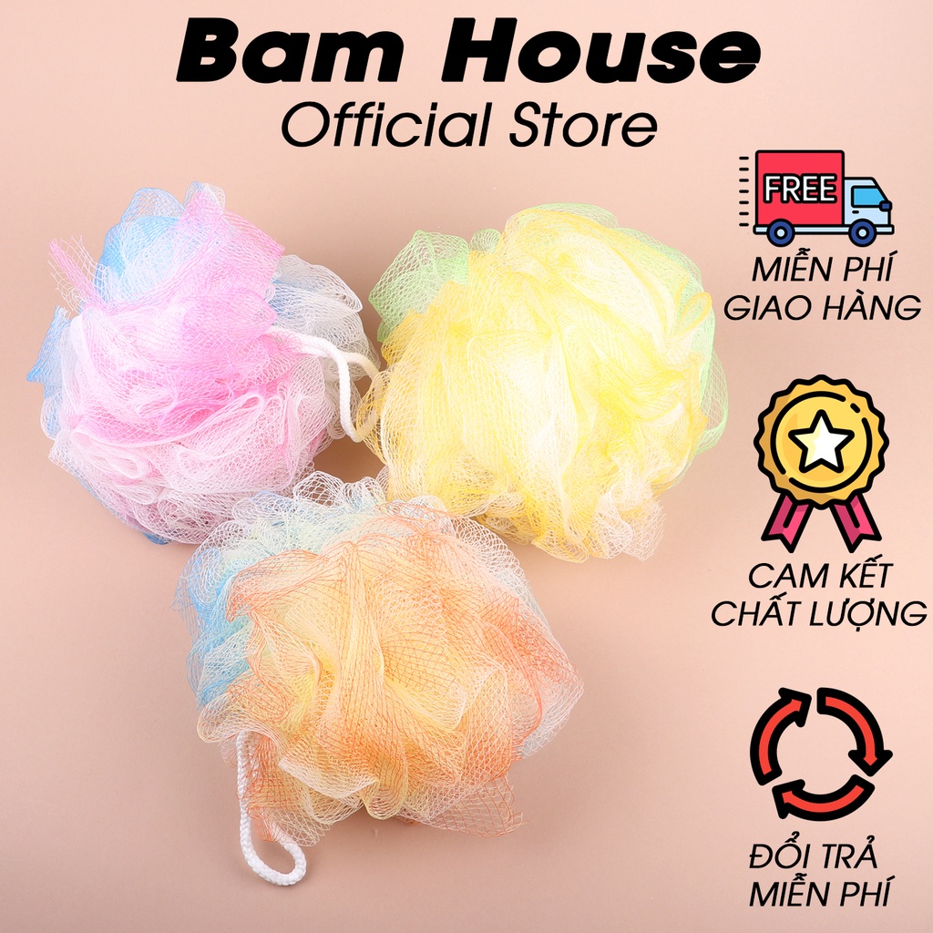 [Mã LIFE20KALL giảm 10% đơn 50K] Bộ 3 bông tắm tròn Bam House cao cấp nhiều màu BTT02 – Fuki24