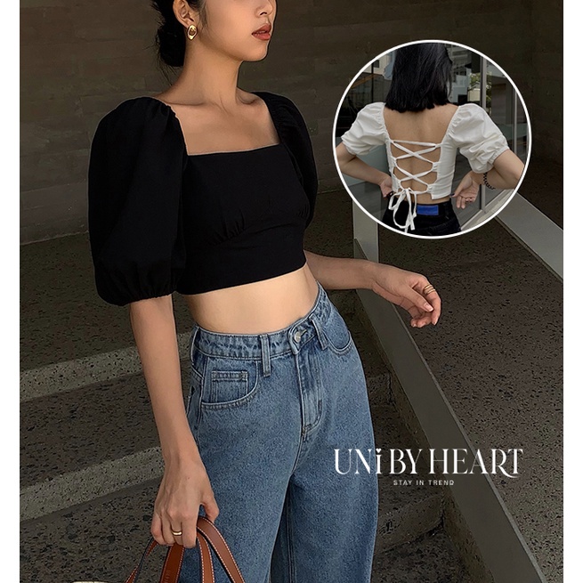Áo croptop cổ vuông Candy Top CRT2201 thiết kế buộc dây sành điệu