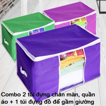 Combo 02 Túi Đựng Chăn Màn, Quần Áo + 01 Túi Để Gầm Giường th.homeshop