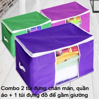 Combo 02 Túi Đựng Chăn Màn, Quần Áo + 01 Túi Để Gầm Giường th.homeshop