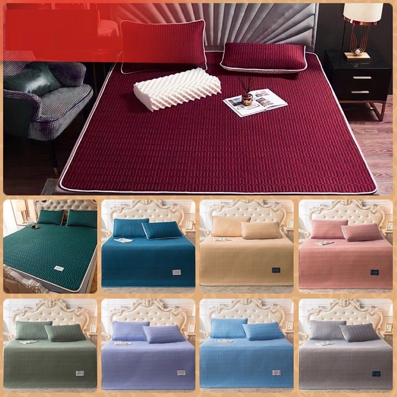 Chiếu Điều Hoà Cao Su Non Tencel Latex Tặng Kèm 2 Vỏ Gối