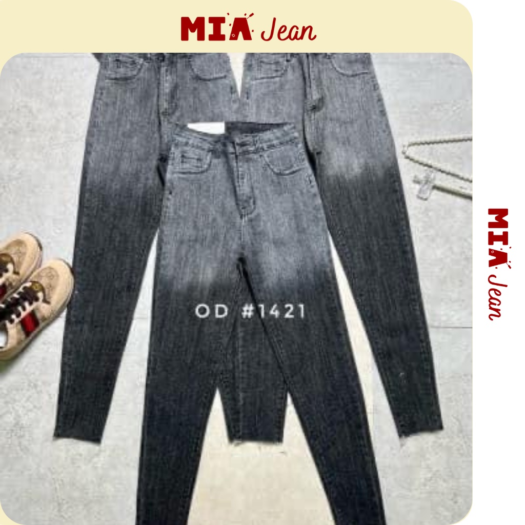 Quần jeans nữ dáng ôm cạp cao loang trơn 3 màu